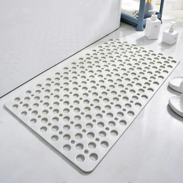 Textured Shower Mat with Suction Cup Backing and Drainage Design