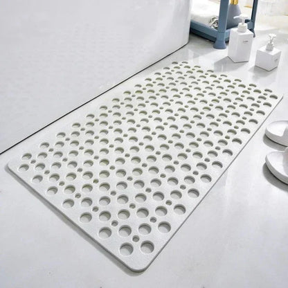 Textured Shower Mat with Suction Cup Backing and Drainage Design