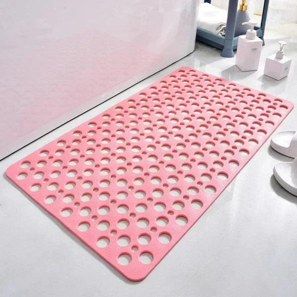 Textured Shower Mat with Suction Cup Backing and Drainage Design