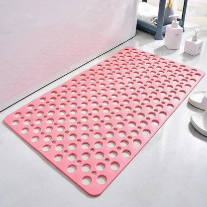 Textured Shower Mat with Suction Cup Backing and Drainage Design