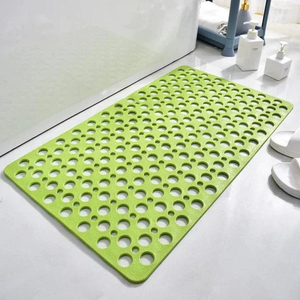 Textured Shower Mat with Suction Cup Backing and Drainage Design