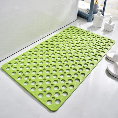 Textured Shower Mat with Suction Cup Backing and Drainage Design