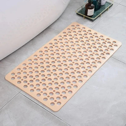 Textured Shower Mat with Suction Cup Backing and Drainage Design