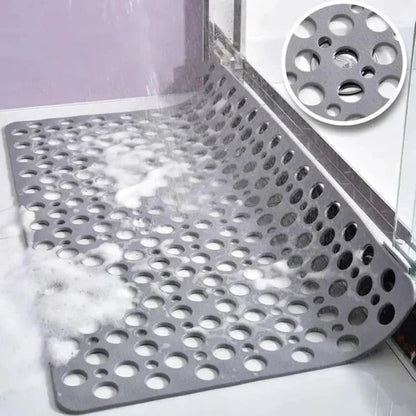 Textured Shower Mat with Suction Cup Backing and Drainage Design