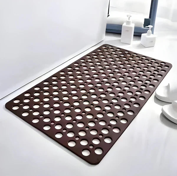 Textured Shower Mat with Suction Cup Backing and Drainage Design