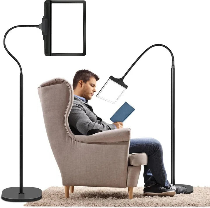 Hands Free Full Page Magnifying Glass with LED Light and Adjustable Stand for Reading and Hobbies