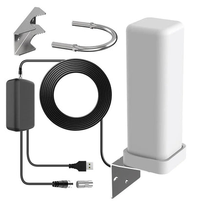 HD TV Antenna with Signal Amplifier and Omnidirectional Reception, 13ft Cable