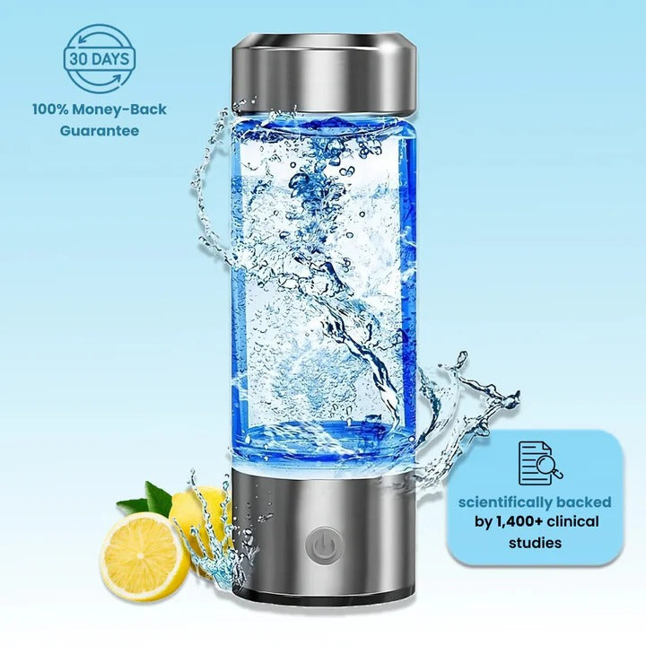 Rechargeable Hydrogen Water Bottle with Electrolysis System and One Button Activation