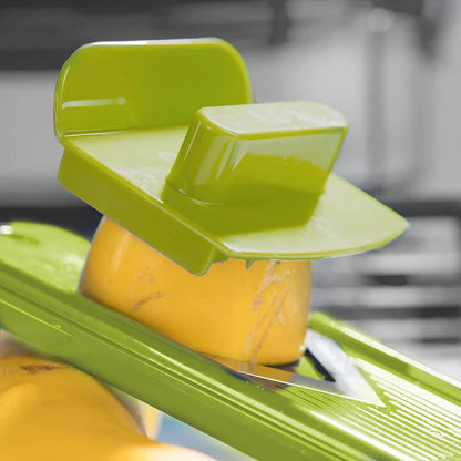 Vegetable Slicer with 8 Interchangeable Cutters and Hand Guard, Built-In Container