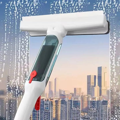 Window Cleaning Pole with Spray Tank and Microfiber Squeegee, 51-Inch Telescopic