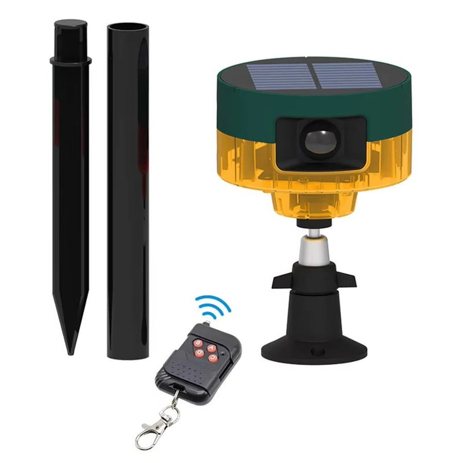 360 Degree Solar Motion Repeller with LED Strobe and 13 Sound Patterns for Gardens and Farms