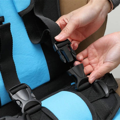 Travel Booster Seat with Five-Point Harness and Backpack Storage for Ages 1-14
