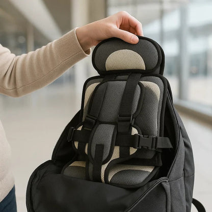 Travel Booster Seat with Five-Point Harness and Backpack Storage for Ages 1-14