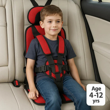 Travel Booster Seat with Five-Point Harness and Backpack Storage for Ages 1-14