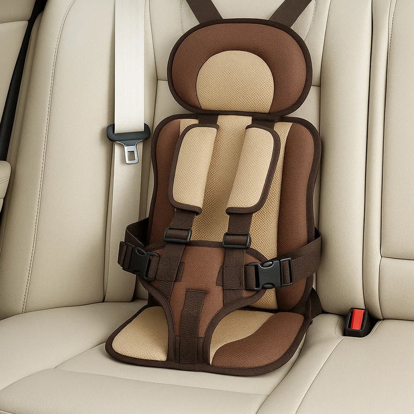 Travel Booster Seat with Five-Point Harness and Backpack Storage for Ages 1-14