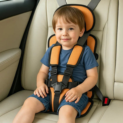 Travel Booster Seat with Five-Point Harness and Backpack Storage for Ages 1-14