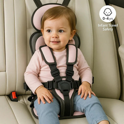 Travel Booster Seat with Five-Point Harness and Backpack Storage for Ages 1-14