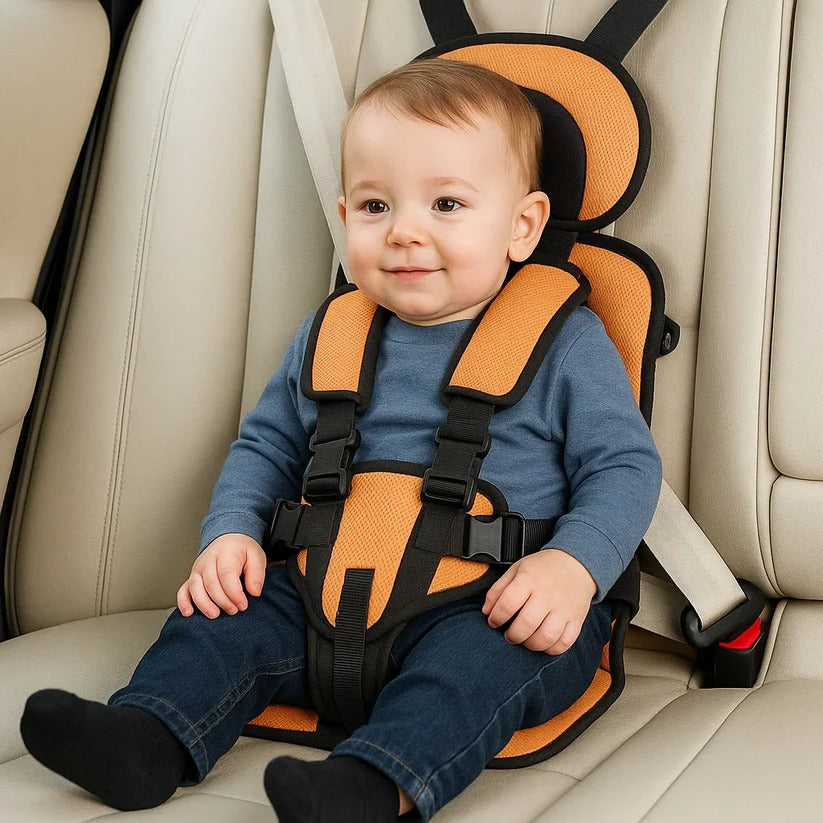 Travel Booster Seat with Five-Point Harness and Backpack Storage for Ages 1-14
