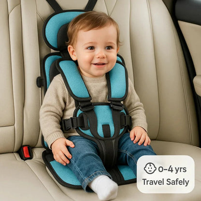Travel Booster Seat with Five-Point Harness and Backpack Storage for Ages 1-14