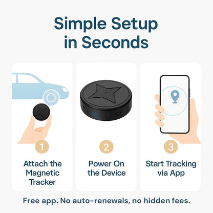GPS Tracker with Magnetic Mount and 4G Real-Time Updates, 30-Day Battery