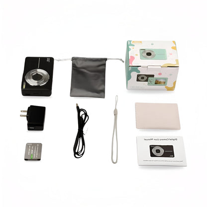 Retro Style Compact Digital Camera with 1080p Video, Built In Screen and One Button Capture in Three Colors