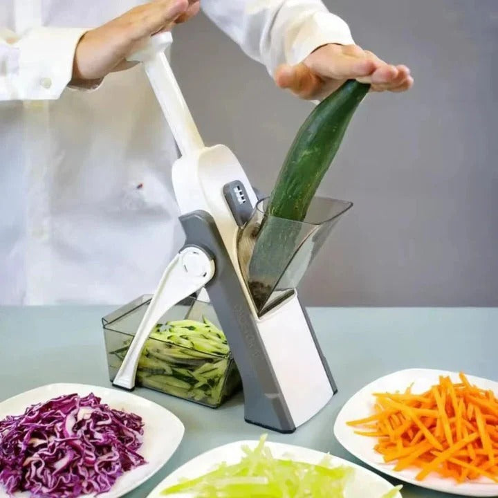Multi-Blade Vegetable Slicer with Collecting Tray and Hand Guard