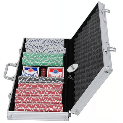 Clay Composite Poker Chips Set with Aluminum Case and Playing Cards, 500 Pieces