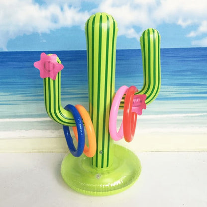 Ring Toss Game with Inflatable Cactus and Six Rings for Pool Parties