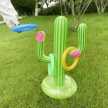 Ring Toss Game with Inflatable Cactus and Six Rings for Pool Parties
