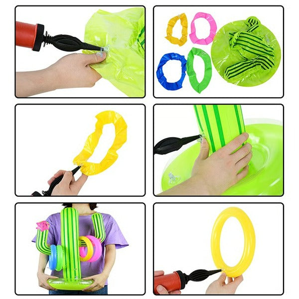 Ring Toss Game with Inflatable Cactus and Six Rings for Pool Parties