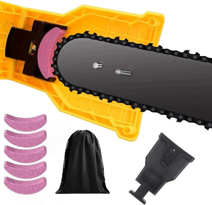 Chainsaw Chain Sharpener with Adjustable Dual Pin Mount and Portable Touch Up Stone All Vera Mart
