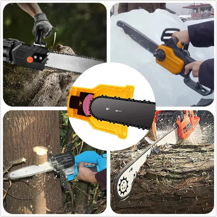 Chainsaw Chain Sharpener with Adjustable Dual Pin Mount and Portable Touch Up Stone All Vera Mart