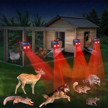 Solar Ultrasonic Animal Repeller Set of 2 with Flashing LED Lights for Yard and Garden