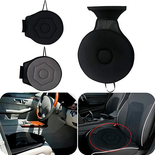 Swivel Seat Cushion with Foam Padding and Grip Base for Cars and Chairs