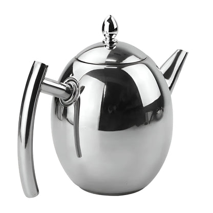 Stainless Steel Teapot with Built-In Strainer and Drip-Resistant Spout, 33oz All Vera Mart