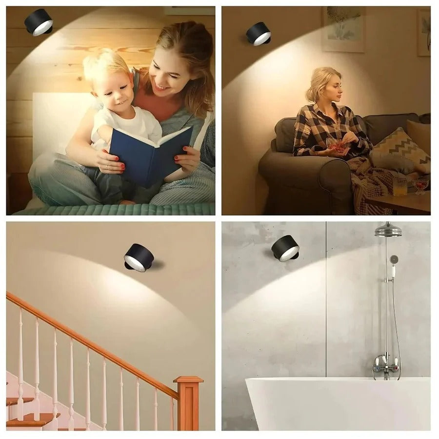 Rechargeable Wall Lamp with 360° Rotation and Three Color Temperatures, Touch Control