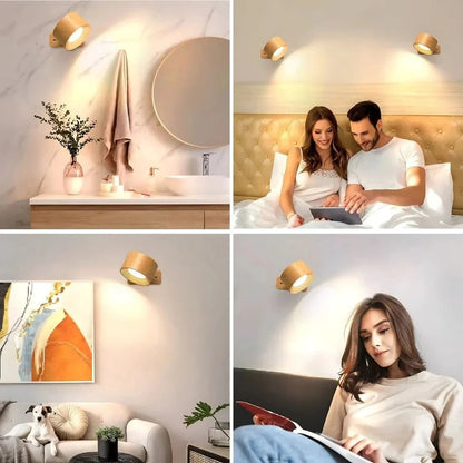 Rechargeable Wall Lamp with 360° Rotation and Three Color Temperatures, Touch Control