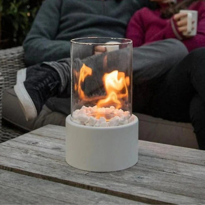 Tabletop Ethanol Fireplace with Heat Resistant Glass and Flame Snuffer