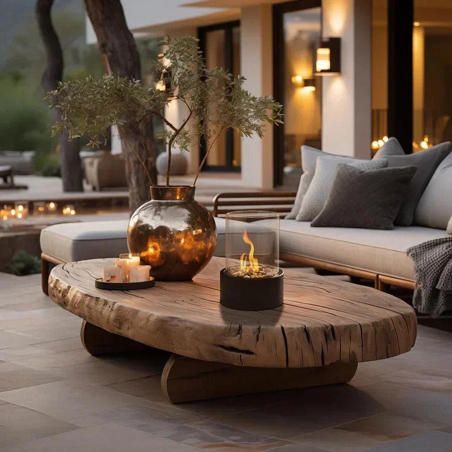 Tabletop Ethanol Fireplace with Heat Resistant Glass and Flame Snuffer
