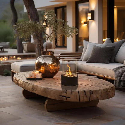 Tabletop Ethanol Fireplace with Heat Resistant Glass and Flame Snuffer