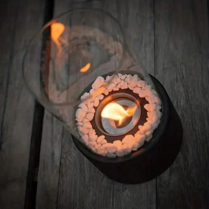 Tabletop Ethanol Fireplace with Heat Resistant Glass and Flame Snuffer
