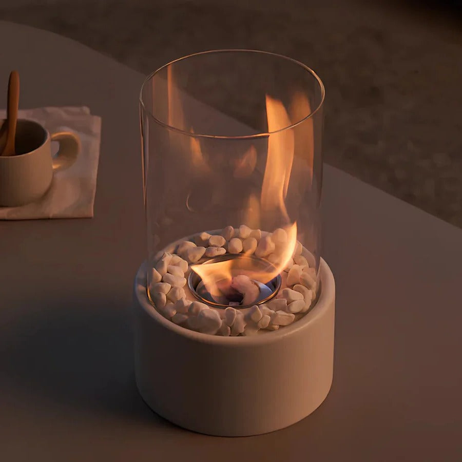 Tabletop Ethanol Fireplace with Heat Resistant Glass and Flame Snuffer