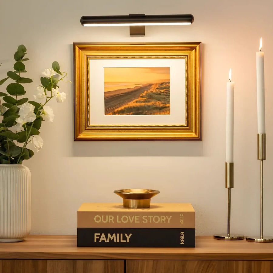 Wireless LED Picture Light with Rotating Head and Stepless Dimming Control
