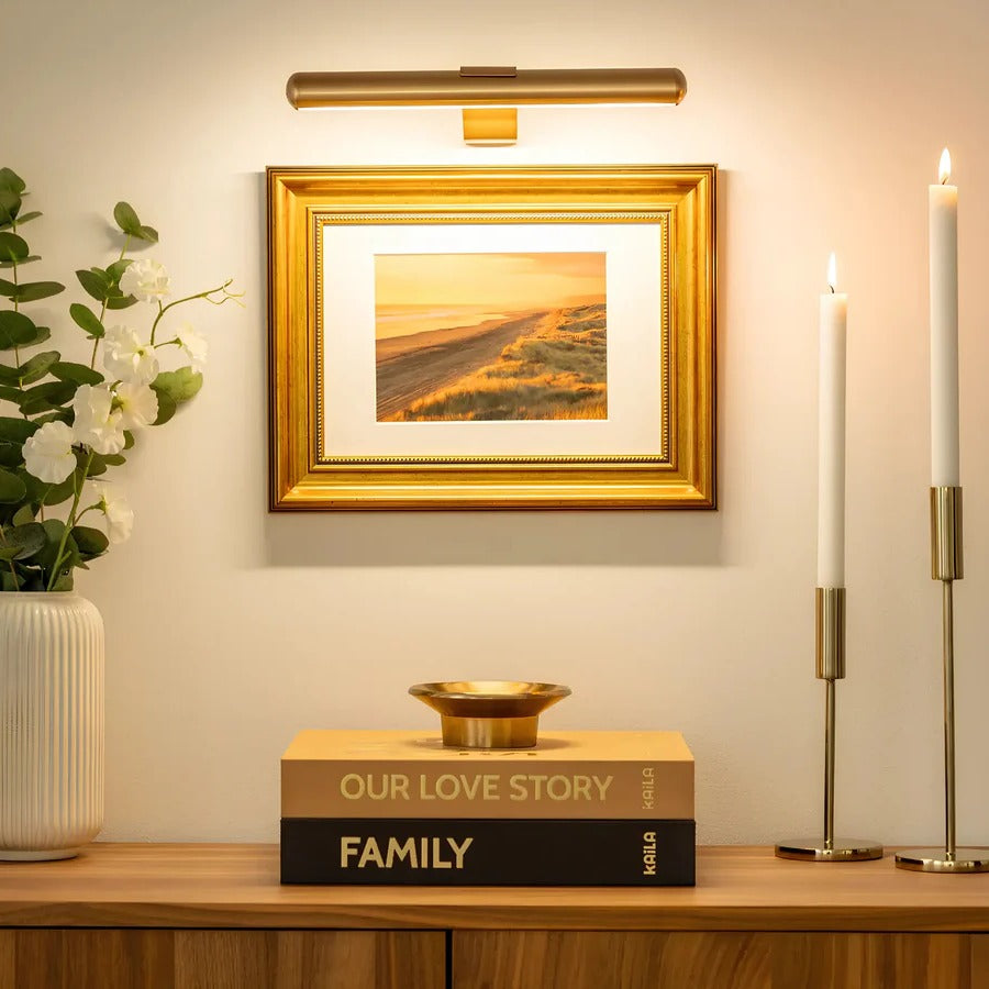Wireless LED Picture Light with Rotating Head and Stepless Dimming Control