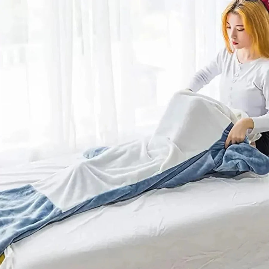Shark-Shaped Hoodie Blanket with Full Leg Coverage and Arm Freedom, Machine Washable