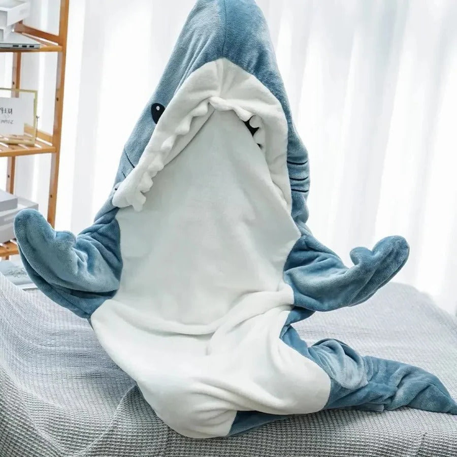 Shark-Shaped Hoodie Blanket with Full Leg Coverage and Arm Freedom, Machine Washable