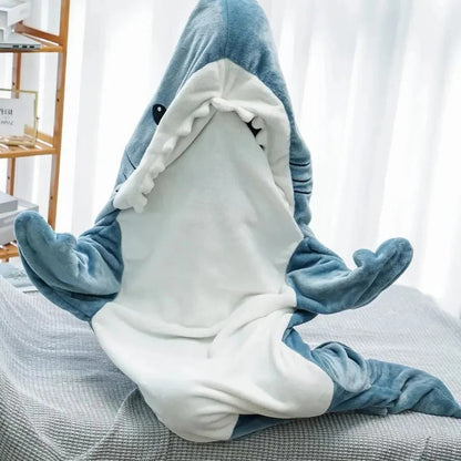 Shark-Shaped Hoodie Blanket with Full Leg Coverage and Arm Freedom, Machine Washable