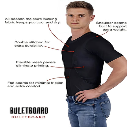 Compression Shirt with Dual Hidden Pockets and Moisture Wicking Fabric