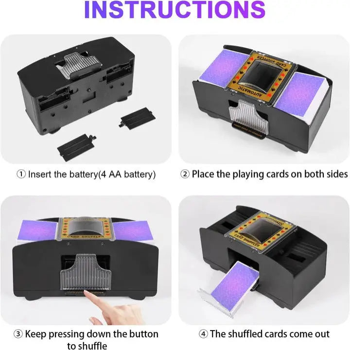 Automatic Card Shuffler with Dual Deck Capacity and Battery Power, Portable All Vera Mart