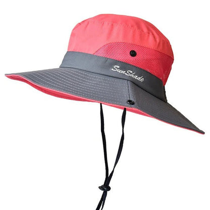 Foldable Sun Hat with Extended Brim and Mesh Lining, UV Resistant Polyester